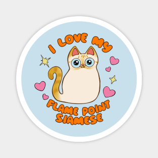 I Love My Flame Point Siamese Cat Hearts Stars Kawaii chibi Magnet